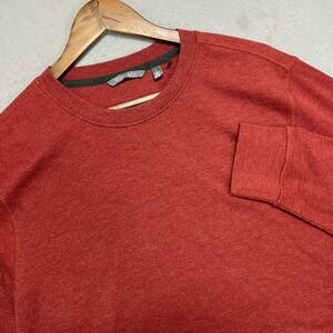 Toad&Co Mens Large Organic Cotton Thermal Waffle Knit Long Sleeve Shirt Rust Red